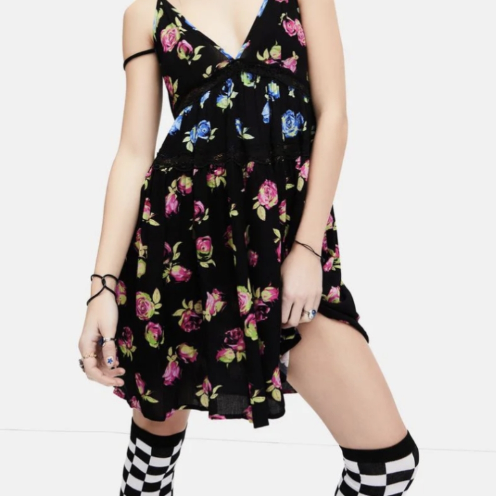 Lost In Yesterday Floral Mini Dress dollskill XS nwt